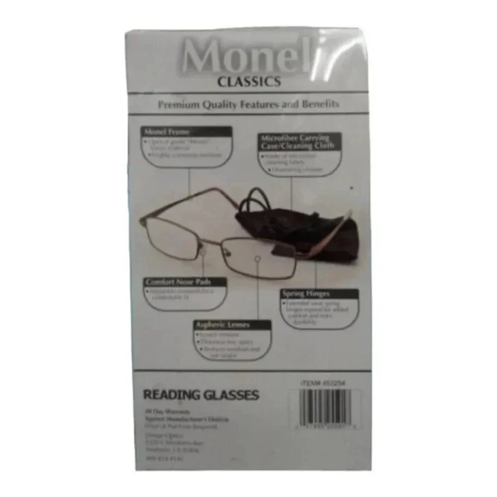 Monel Classic Readers +2.25 3 Pr &‎ Microfiber Cases​​​